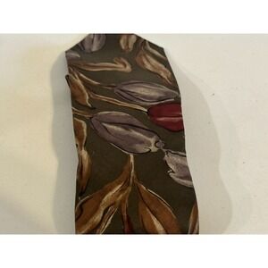 Vintage Banana Republic Safari & Travel Silk Tie Tulips‎ Flowers Green USA